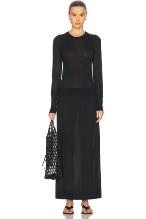 Totême Fine Crewneck Knit Dress in Black - Black. Size L (also in M, S, XS).
