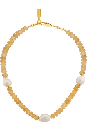 VALÉRE Viv Necklace in Gold Jade Pearl & Gold - Metallic Gold. Size all.