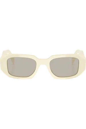 Prada Rectangular Sunglasses in White Milk - Cream. Size all.