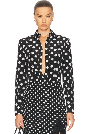 Carolina Herrera Long Sleeve Button Down Top in Black & Ivory - Black. Size 0 (also in 2, 4, 6).