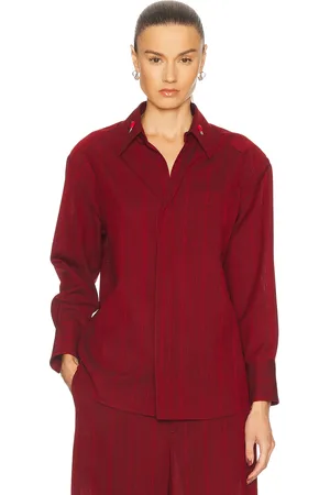 Bottega Veneta Button Up Top in Red & Grey Melange - Red. Size 36 (also in ).