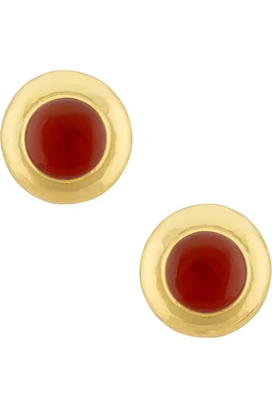 VALÉRE Briller Earrings in Red Jade & Gold - Metallic Gold. Size all.