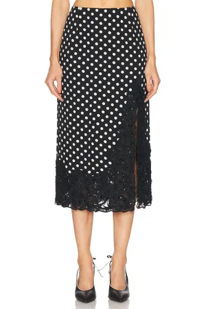 Carolina Herrera Embellished Midi Skirt in Black & Ivory - Black. Size 0 (also in 2, 4, 6).