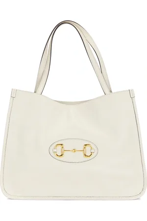 Gucci Horsebit Leather Tote Bag in White - White. Size all.