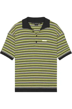 Andersson Bell Stripe Polo Sweater in Multicolor - Green. Size L (also in M, XL).