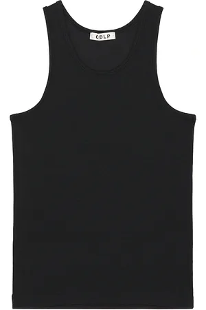 CDLP Rib Tank Top in Off Black - Black. Size L (also in M, S).