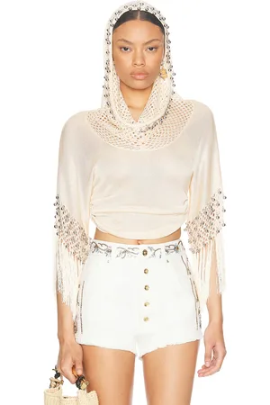 Paco rabanne Fringe Beaded Hoodie in Nude - Nude. Size XS (also in ).