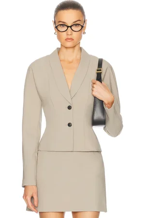 EAVES Liah Blazer Top in Khaki in Khaki Green - Taupe. Size L (also in M, S, XL, XS, XXS).