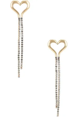 AREA Heart Fringe Earrings in Gold - Metallic Gold. Size all.