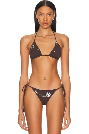 SIEDRES Juniper Bikini Top in Brown - Chocolate. Size XS (also in ).