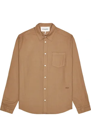 Frame One-Pocket Brushed Flannel in Walnut - Taupe. Size L (also in ).