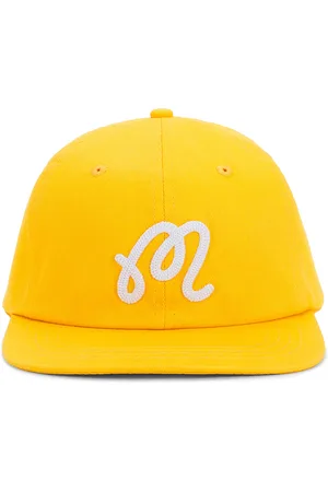 Malbon Golf M Script Chainstitch Painters Hat in Gold - Mustard. Size all.