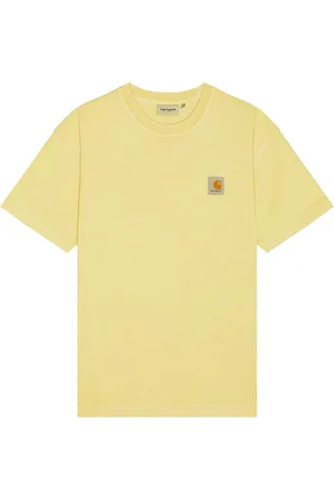 Carhartt Nelson T-Shirt in Garment Dyed Air Yellow - Yellow. Size L (also in M, S, XL/1X).