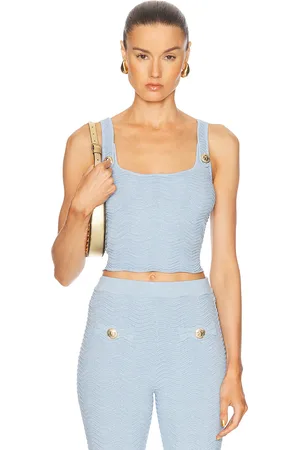 Retrofete Aloe Top in Metallic Powder Blue - Baby Blue. Size L (also in M, S, XL).