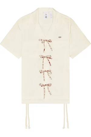 adidas X Clot Bowling Shirt in Cream & White - Cream. Size M (also in S, XL/1X).