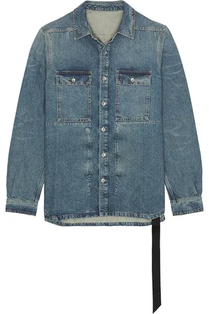 DRKSHDW BY RICK OWENS Outershirt in Washed Indigo - Blue. Size L (also in M, XL/1X).