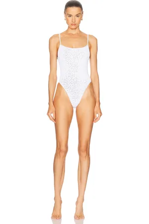 Bond Eye Low Palace One Piece Swimsuit in White Leopard Two Tone - White. Size all.