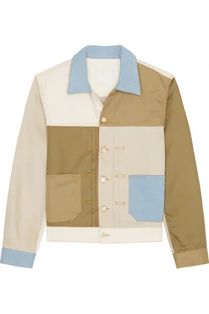 Givenchy Pleated And Snapped Denim Jacket in Multicolor in 960 - Ivory. Size M (also in S).