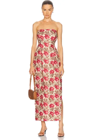 POSSE Rosalie Strapless Dress in Rosebud - Red. Size L (also in M, S, XS).
