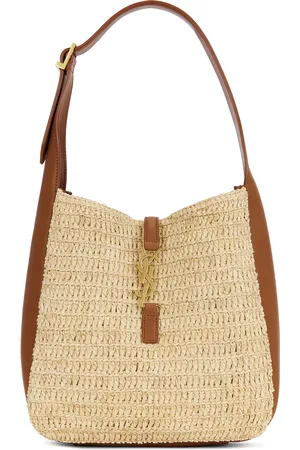 Saint Laurent Small Le 5 A 7 Supple Hobo Bag in Pale Brown & Brick - Brown. Size all.