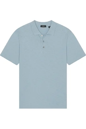 THEORY Bron Short Sleeve Polo in Rainstorm - Baby Blue. Size L (also in M, S, XXL/2X).
