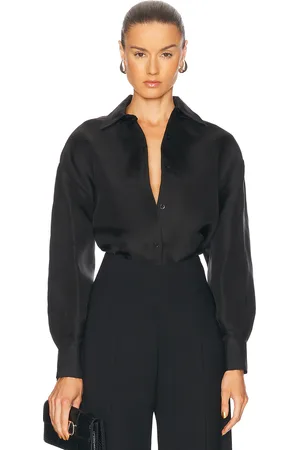 Carolina Herrera Oversized Button Down Top in Black - Black. Size 4 (also in 6).