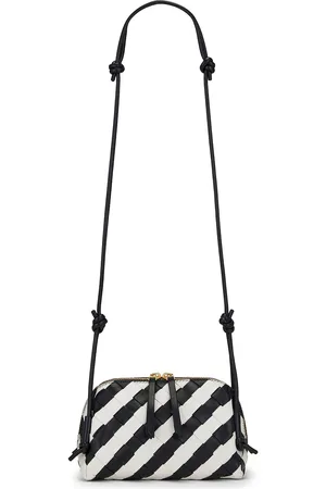 Bottega Veneta Concert Pouch in Space Chalk & Gold - White,Black. Size all.