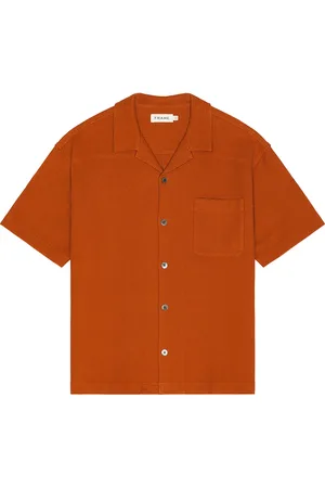 Frame Jacquard Relaxed Shirt in Dark Orange - Burnt Orange. Size M (also in XL).