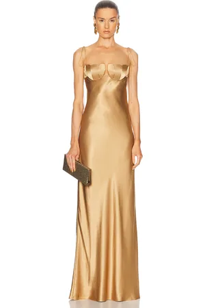 Anna October Tulip Maxi Dress in Gold - Metallic Gold. Size M (also in XS).