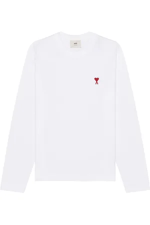 Ami Red ADC Long Sleeve T-Shirt in White - White. Size L (also in M, S, XL/1X).