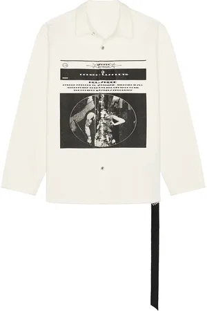DRKSHDW BY RICK OWENS Jumbo Outershirt in Milk & Black - White. Size L (also in M, XL/1X).