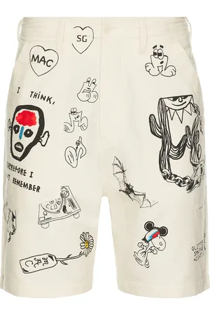 Kardo X Monitaly Tattoo Shorts in Khadi - Cream. Size L (also in M, S, XL/1X).