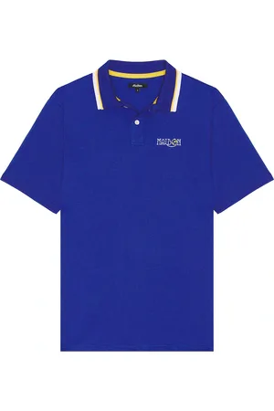 Malbon Golf Grasse Pique Polo in in Blue - Blue. Size M (also in S, XL/1X).