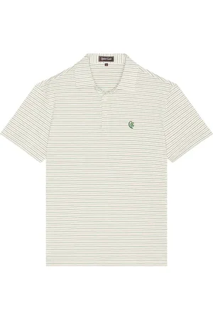 Quiet Golf Teo Short Sleeve Polo in Clay - Ivory. Size L (also in M, S, XL/1X, XXL/2X).