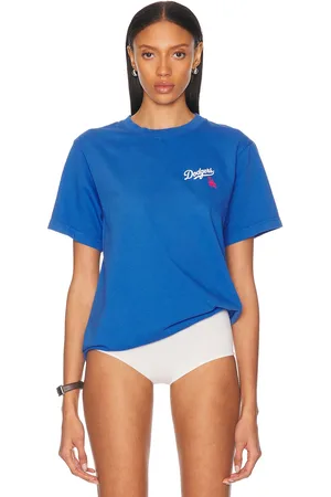 Sporty & Rich X LA Dodgers Serif Tee in Team Blue - Blue. Size M (also in S, XL, XS).