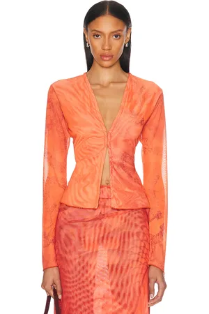 Jade Cropper Long Sleeve Cardigan in Red Snake Print - Red. Size 36 (also in 38, 40).