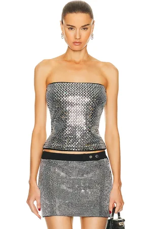Retrofete Valery Top in Black - Metallic Silver. Size M (also in ).
