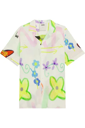 Oas Flower Shop Viscose Shirt in Multi - Ivory. Size L (also in XL/1X).