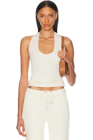 AYA MUSE Knit Halter Top in Cream - Cream. Size L (also in ).