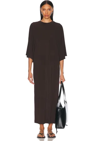Dagmar Jersey Kimono Dress in Chocolate Brown - Chocolate. Size L (also in XS).