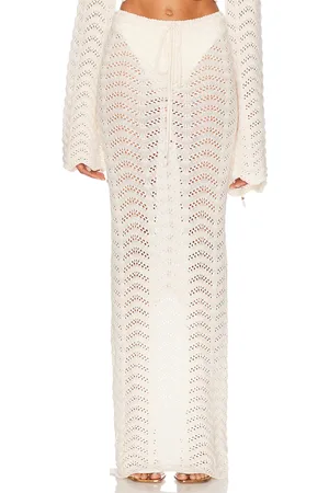 Bananhot Miana Skirt in Knitted Ivory Stripes - Ivory. Size M/L (also in ).