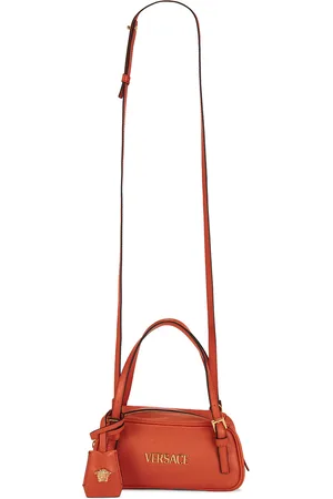 VERSACE Mini Shoulder Bag in Papaya- Gold in Papaya & Gold - Orange. Size all.