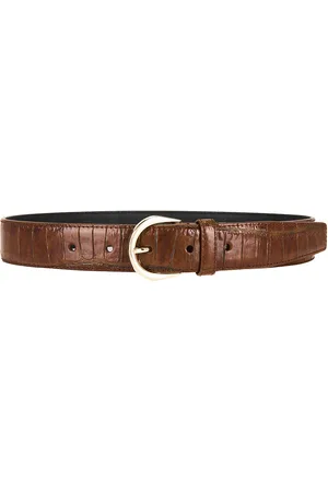 Saint Laurent Ceinture Croissant De Lune Belt in Vegetal Brown - Cognac. Size 65 (also in 70, 75, 80, 85, 90).