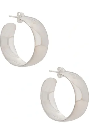 LOREN STEWART XL Dome Hoop Earrings in Sterling Silver - Metallic Silver. Size all.