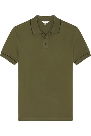 CLUB MONACO Tipped Pique Polo in Olive Night - Olive. Size L (also in M, S, XL/1X).