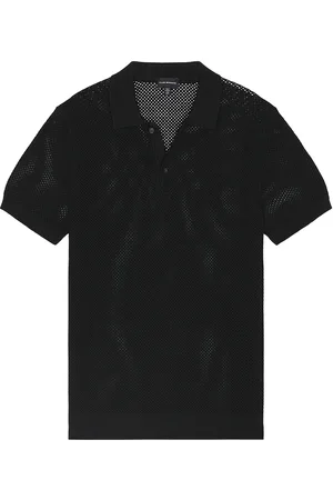 CLUB MONACO Textured Sweater Polo in Black & White - Black. Size L (also in M, S, XL/1X).