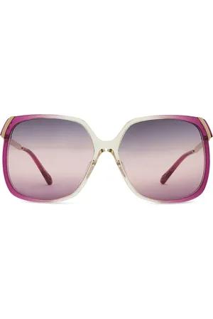 Chloé Square Sunglasses in Burgundy Gold & Violet - Burgundy. Size all.