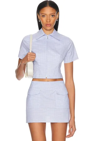 Alfie Sulta Top in Blue Checkered - Baby Blue. Size L (also in S, XS).