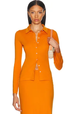 Alfie Le Polo Top in Apricot Orange - Orange. Size L (also in S, XS).
