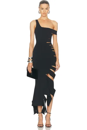 MUGLER Cut Out Midi Dress in Black - Black. Size XS (also in ).